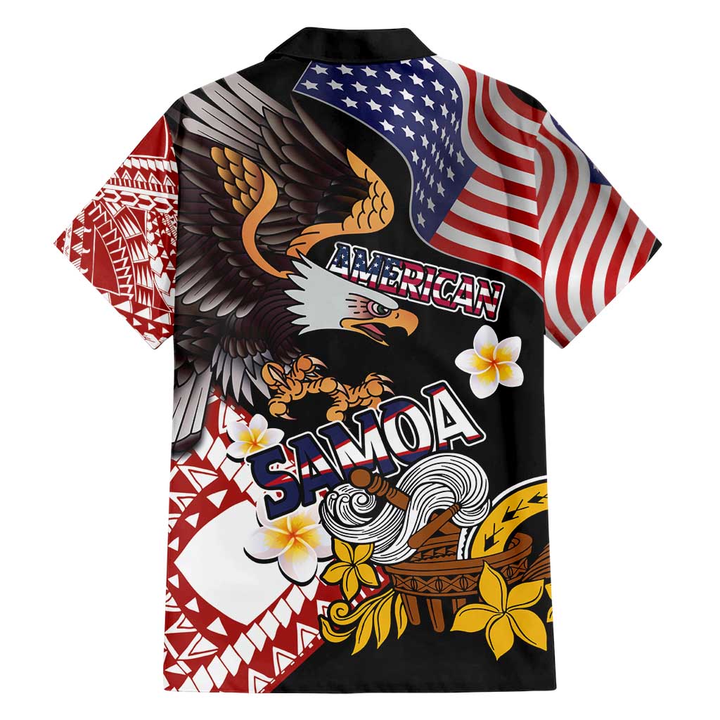 United States and American Samoa Together Hawaiian Shirt Bald Eagle and Polynesian Traditional Culture with Plumeria LT03 - Polynesian Pride