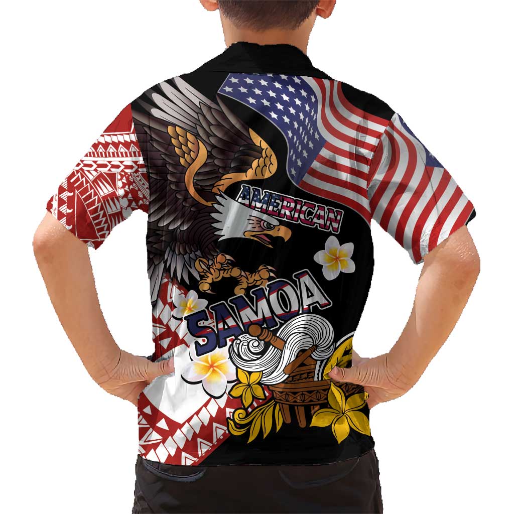 United States and American Samoa Together Hawaiian Shirt Bald Eagle and Polynesian Traditional Culture with Plumeria LT03 - Polynesian Pride