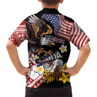 United States and American Samoa Together Hawaiian Shirt Bald Eagle and Polynesian Traditional Culture with Plumeria LT03 - Polynesian Pride