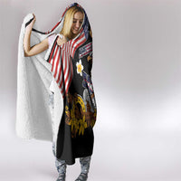 United States and American Samoa Together Hooded Blanket Bald Eagle and Polynesian Traditional Culture with Plumeria LT03 - Polynesian Pride