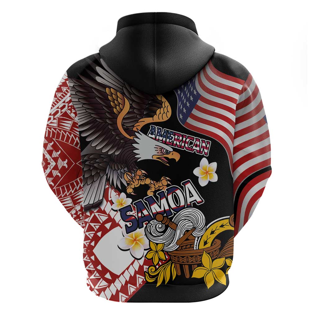United States and American Samoa Together Hoodie Bald Eagle and Polynesian Traditional Culture with Plumeria LT03 - Polynesian Pride