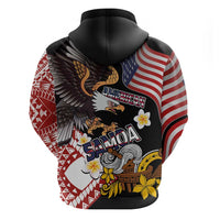 United States and American Samoa Together Hoodie Bald Eagle and Polynesian Traditional Culture with Plumeria LT03 - Polynesian Pride