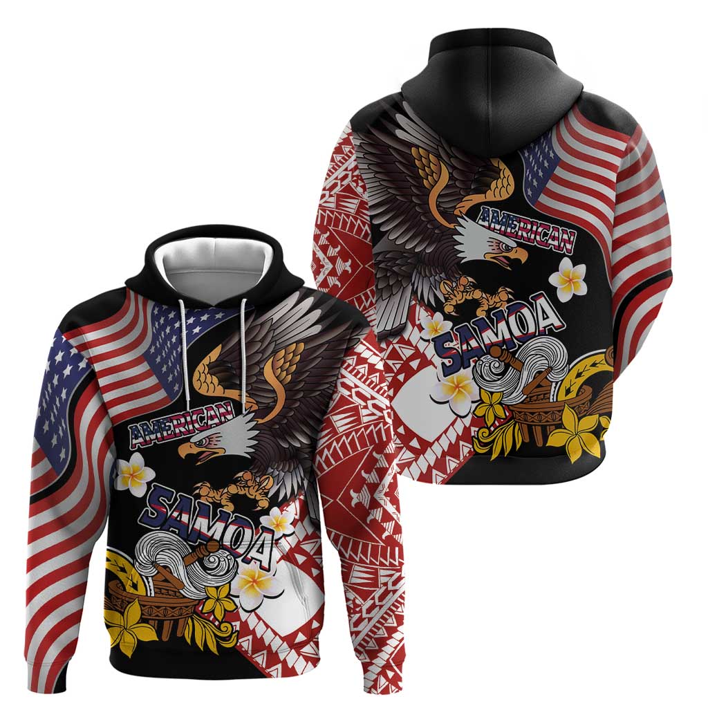 United States and American Samoa Together Hoodie Bald Eagle and Polynesian Traditional Culture with Plumeria LT03 - Polynesian Pride