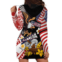 United States and American Samoa Together Hoodie Dress Bald Eagle and Polynesian Traditional Culture with Plumeria LT03 - Polynesian Pride