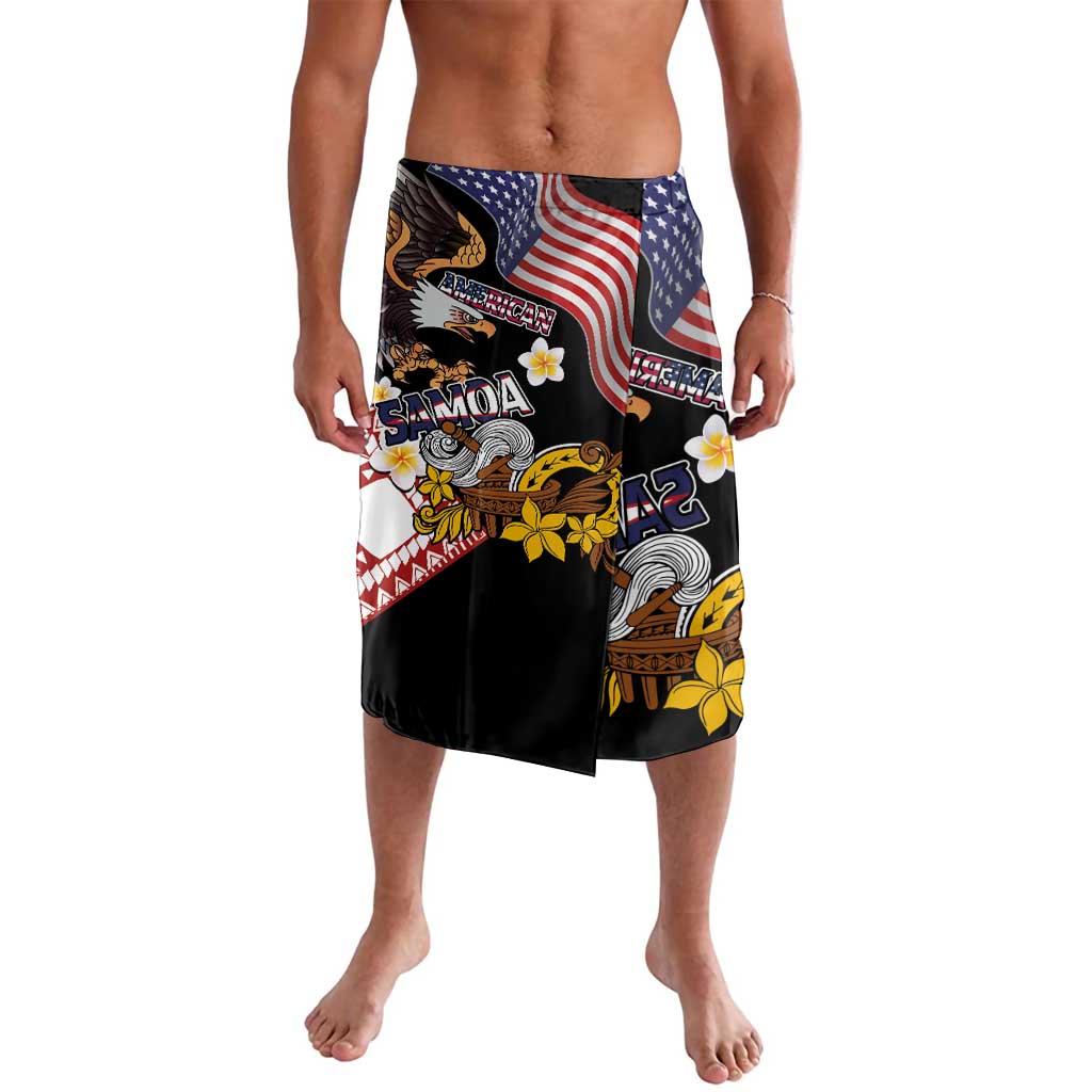 United States and American Samoa Together Lavalava Bald Eagle and Polynesian Traditional Culture with Plumeria