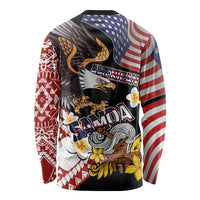 United States and American Samoa Together Long Sleeve Shirt Bald Eagle and Polynesian Traditional Culture with Plumeria LT03 - Polynesian Pride