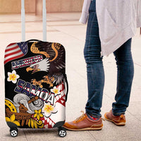 United States and American Samoa Together Luggage Cover Bald Eagle and Polynesian Traditional Culture with Plumeria LT03 Black - Polynesian Pride