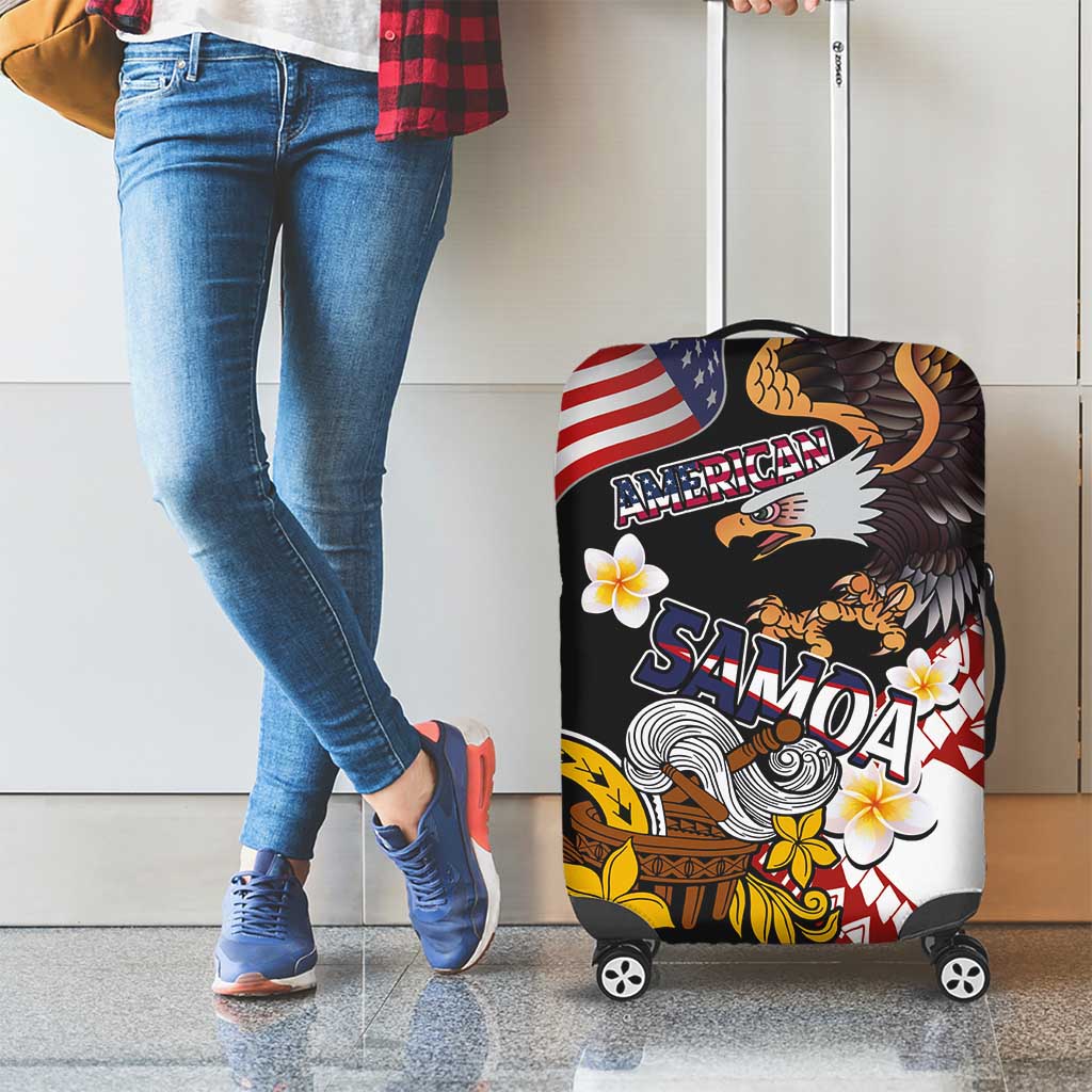 United States and American Samoa Together Luggage Cover Bald Eagle and Polynesian Traditional Culture with Plumeria LT03 - Polynesian Pride