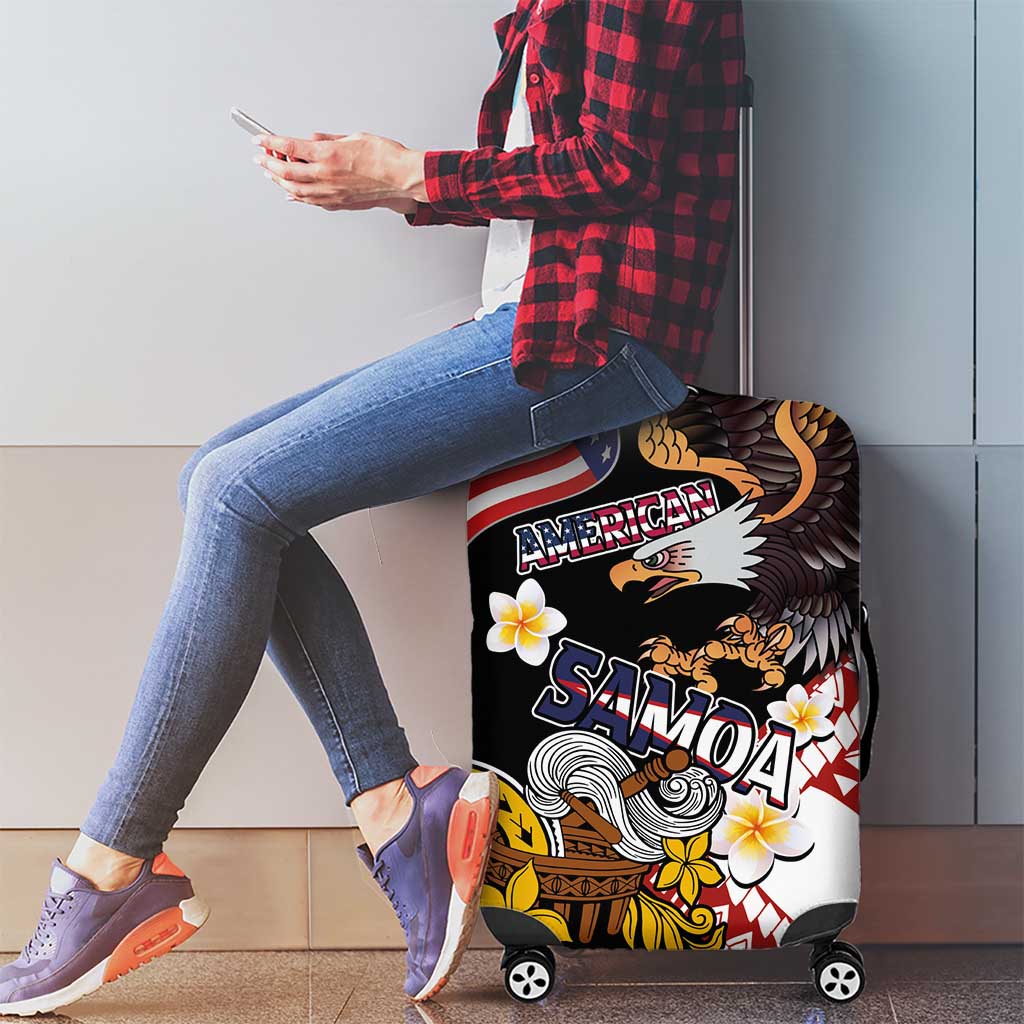 United States and American Samoa Together Luggage Cover Bald Eagle and Polynesian Traditional Culture with Plumeria LT03 - Polynesian Pride