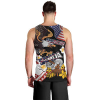United States and American Samoa Together Men Tank Top Bald Eagle and Polynesian Traditional Culture with Plumeria LT03 - Polynesian Pride