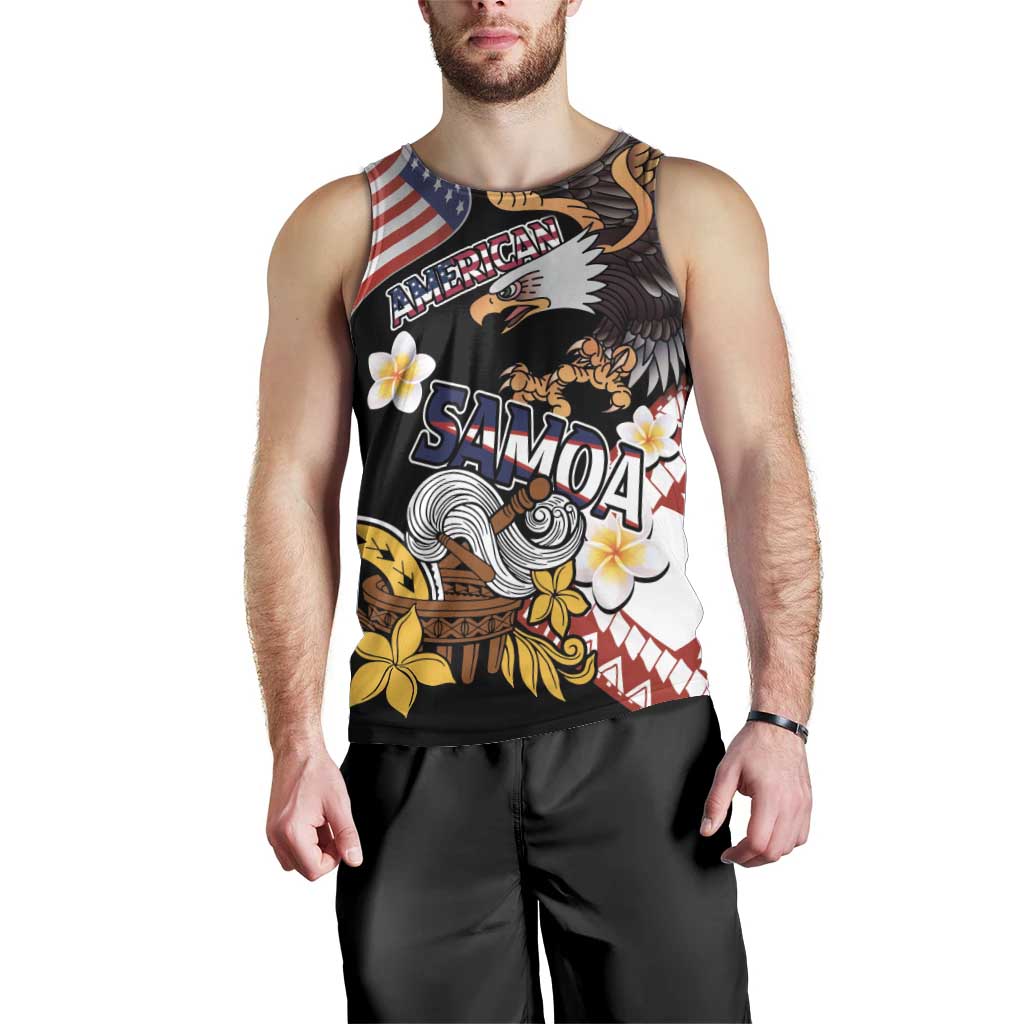 United States and American Samoa Together Men Tank Top Bald Eagle and Polynesian Traditional Culture with Plumeria LT03 - Polynesian Pride