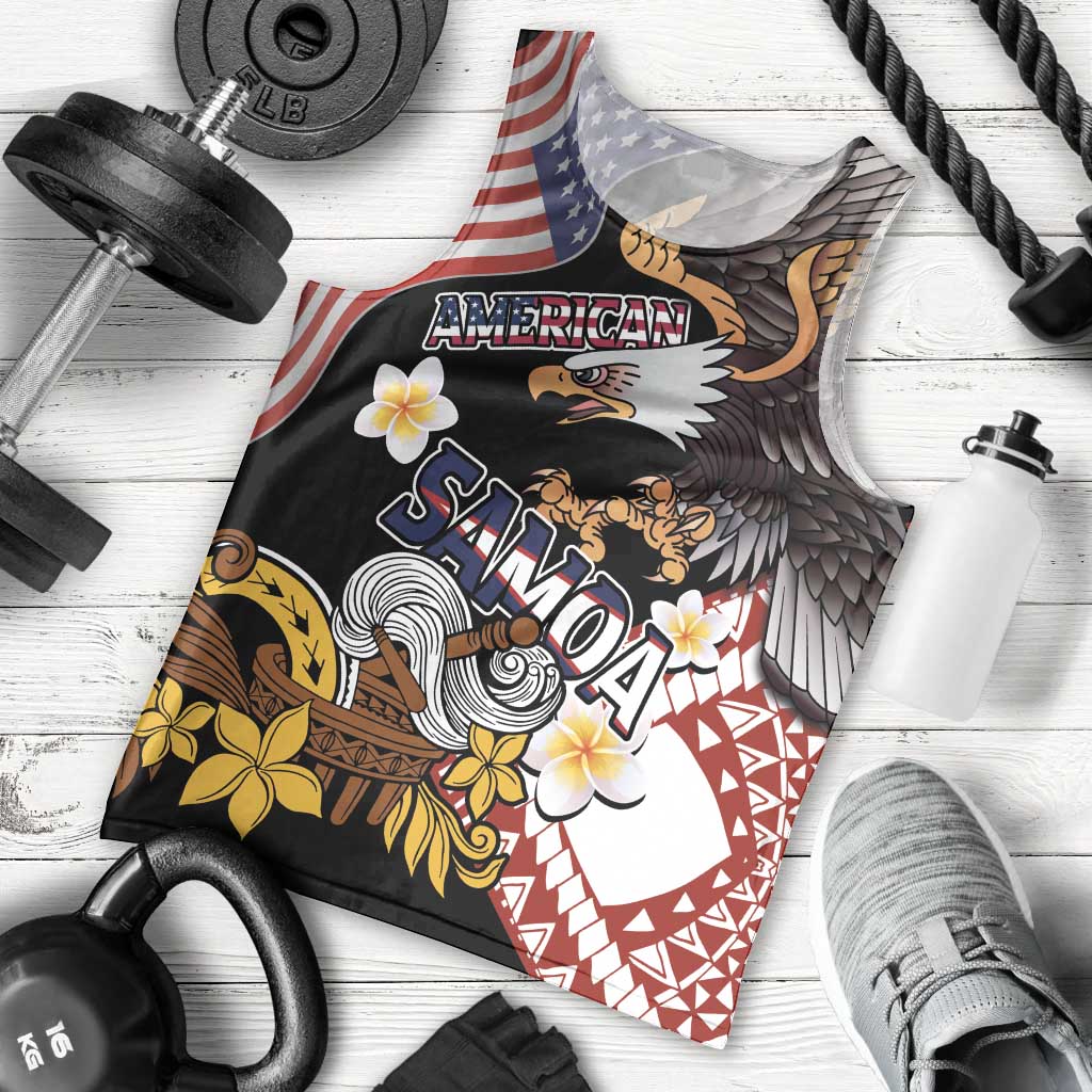 United States and American Samoa Together Men Tank Top Bald Eagle and Polynesian Traditional Culture with Plumeria LT03 - Polynesian Pride