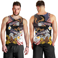 United States and American Samoa Together Men Tank Top Bald Eagle and Polynesian Traditional Culture with Plumeria LT03 - Polynesian Pride