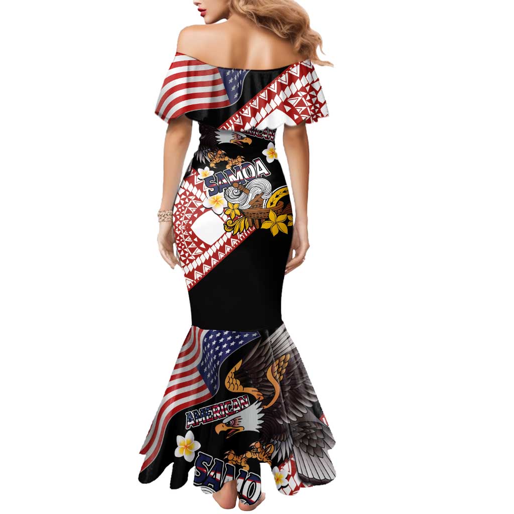 United States and American Samoa Together Mermaid Dress Bald Eagle and Polynesian Traditional Culture with Plumeria LT03 - Polynesian Pride