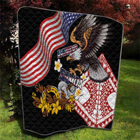United States and American Samoa Together Quilt Bald Eagle and Polynesian Traditional Culture with Plumeria LT03 - Polynesian Pride