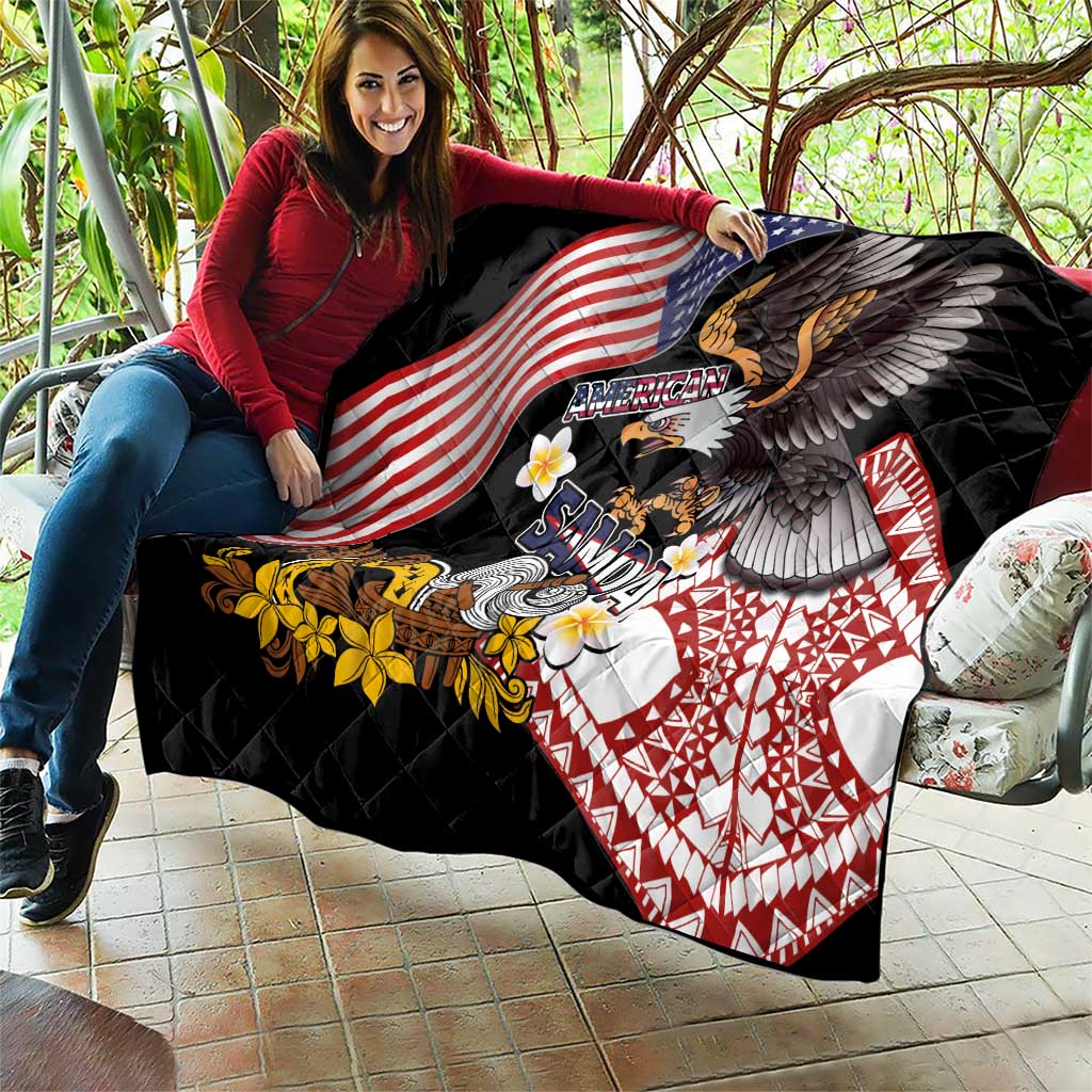 United States and American Samoa Together Quilt Bald Eagle and Polynesian Traditional Culture with Plumeria LT03 - Polynesian Pride
