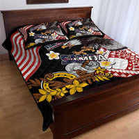 United States and American Samoa Together Quilt Bed Set Bald Eagle and Polynesian Traditional Culture with Plumeria LT03 - Polynesian Pride