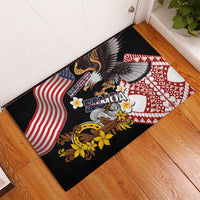 United States and American Samoa Together Rubber Doormat Bald Eagle and Polynesian Traditional Culture with Plumeria LT03 - Polynesian Pride