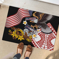 United States and American Samoa Together Rubber Doormat Bald Eagle and Polynesian Traditional Culture with Plumeria LT03 - Polynesian Pride