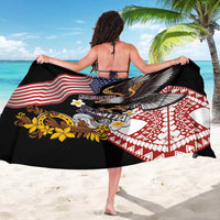 United States and American Samoa Together Sarong Bald Eagle and Polynesian Traditional Culture with Plumeria LT03 - Polynesian Pride