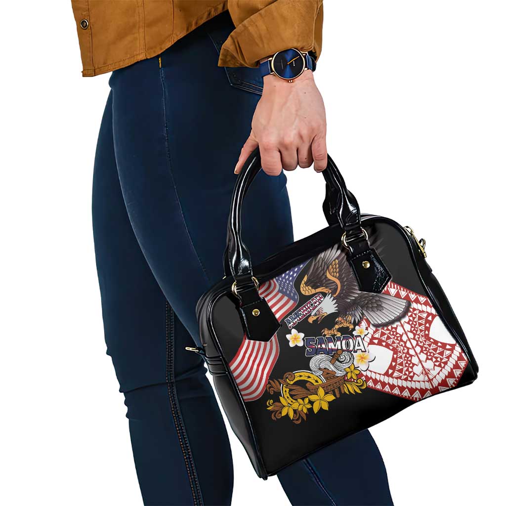 United States and American Samoa Together Shoulder Handbag Bald Eagle and Polynesian Traditional Culture with Plumeria LT03 - Polynesian Pride