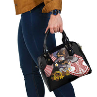 United States and American Samoa Together Shoulder Handbag Bald Eagle and Polynesian Traditional Culture with Plumeria LT03 - Polynesian Pride