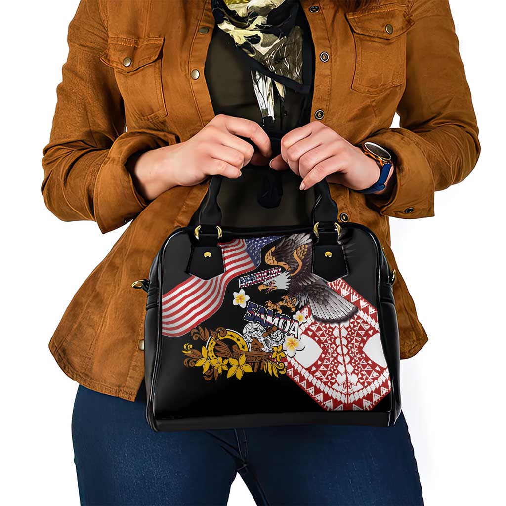 United States and American Samoa Together Shoulder Handbag Bald Eagle and Polynesian Traditional Culture with Plumeria LT03 - Polynesian Pride
