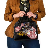 United States and American Samoa Together Shoulder Handbag Bald Eagle and Polynesian Traditional Culture with Plumeria LT03 - Polynesian Pride