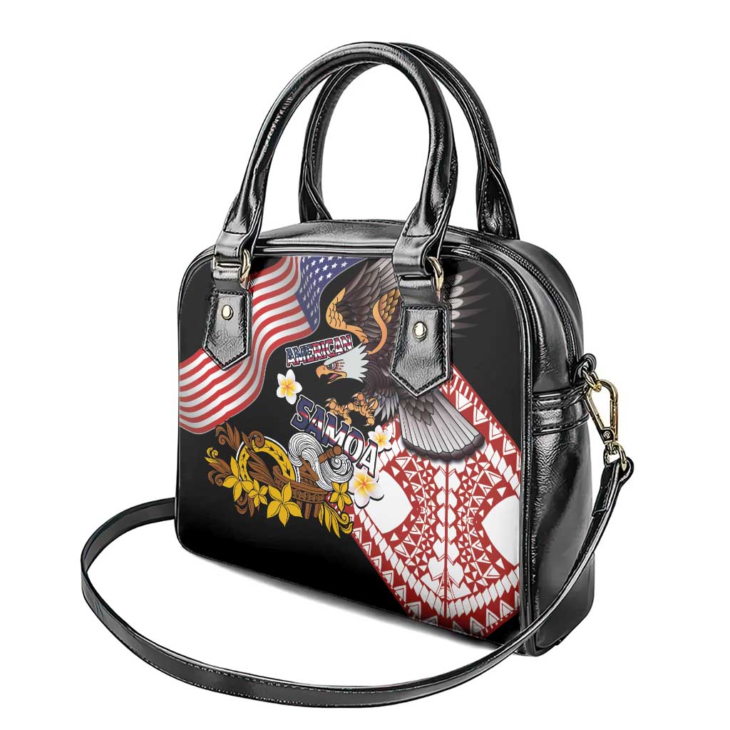 United States and American Samoa Together Shoulder Handbag Bald Eagle and Polynesian Traditional Culture with Plumeria LT03 - Polynesian Pride