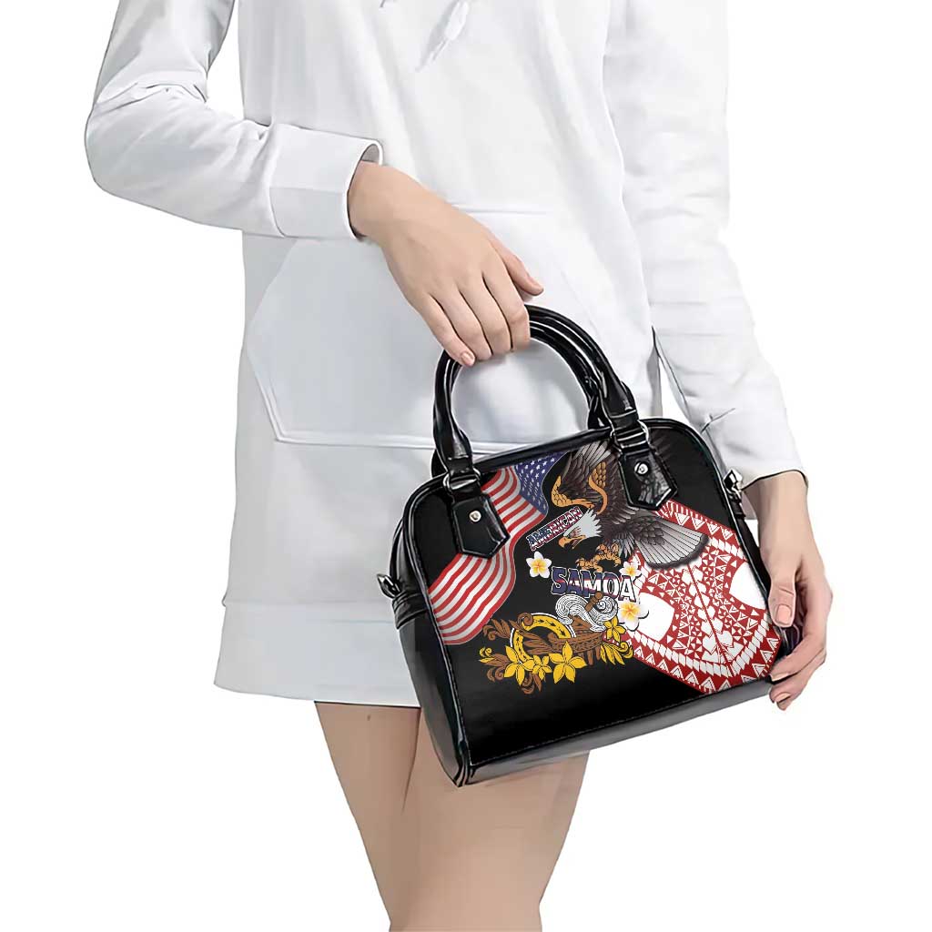 United States and American Samoa Together Shoulder Handbag Bald Eagle and Polynesian Traditional Culture with Plumeria LT03 - Polynesian Pride
