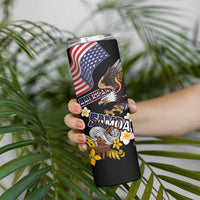 United States and American Samoa Together Skinny Tumbler Bald Eagle and Polynesian Traditional Culture with Plumeria LT03 - Polynesian Pride