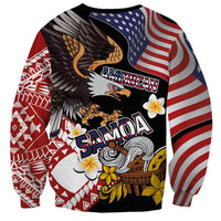 United States and American Samoa Together Sweatshirt Bald Eagle and Polynesian Traditional Culture with Plumeria LT03 - Polynesian Pride
