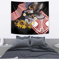 United States and American Samoa Together Tapestry Bald Eagle and Polynesian Traditional Culture with Plumeria LT03 - Polynesian Pride