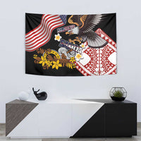 United States and American Samoa Together Tapestry Bald Eagle and Polynesian Traditional Culture with Plumeria LT03 - Polynesian Pride