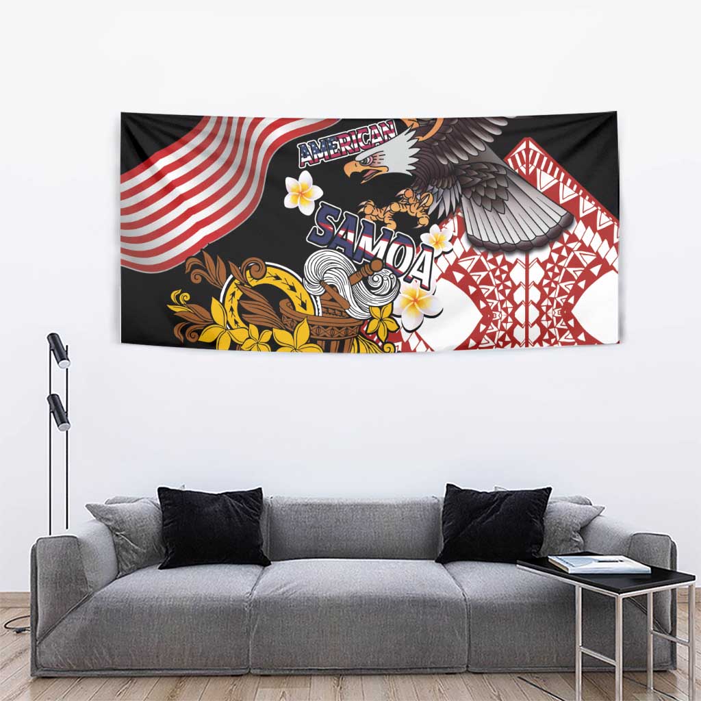 United States and American Samoa Together Tapestry Bald Eagle and Polynesian Traditional Culture with Plumeria LT03 - Polynesian Pride