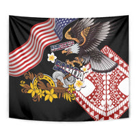 United States and American Samoa Together Tapestry Bald Eagle and Polynesian Traditional Culture with Plumeria LT03 - Polynesian Pride