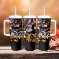 United States and American Samoa Together Tumbler With Handle Bald Eagle and Polynesian Traditional Culture with Plumeria LT03 - Polynesian Pride