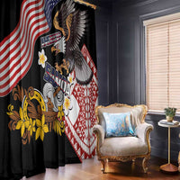 United States and American Samoa Together Window Curtain Bald Eagle and Polynesian Traditional Culture with Plumeria LT03 - Polynesian Pride