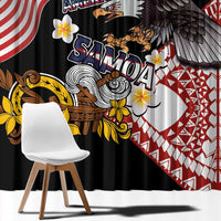 United States and American Samoa Together Window Curtain Bald Eagle and Polynesian Traditional Culture with Plumeria LT03 - Polynesian Pride