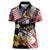 United States and American Samoa Together Women Polo Shirt Bald Eagle and Polynesian Traditional Culture with Plumeria
