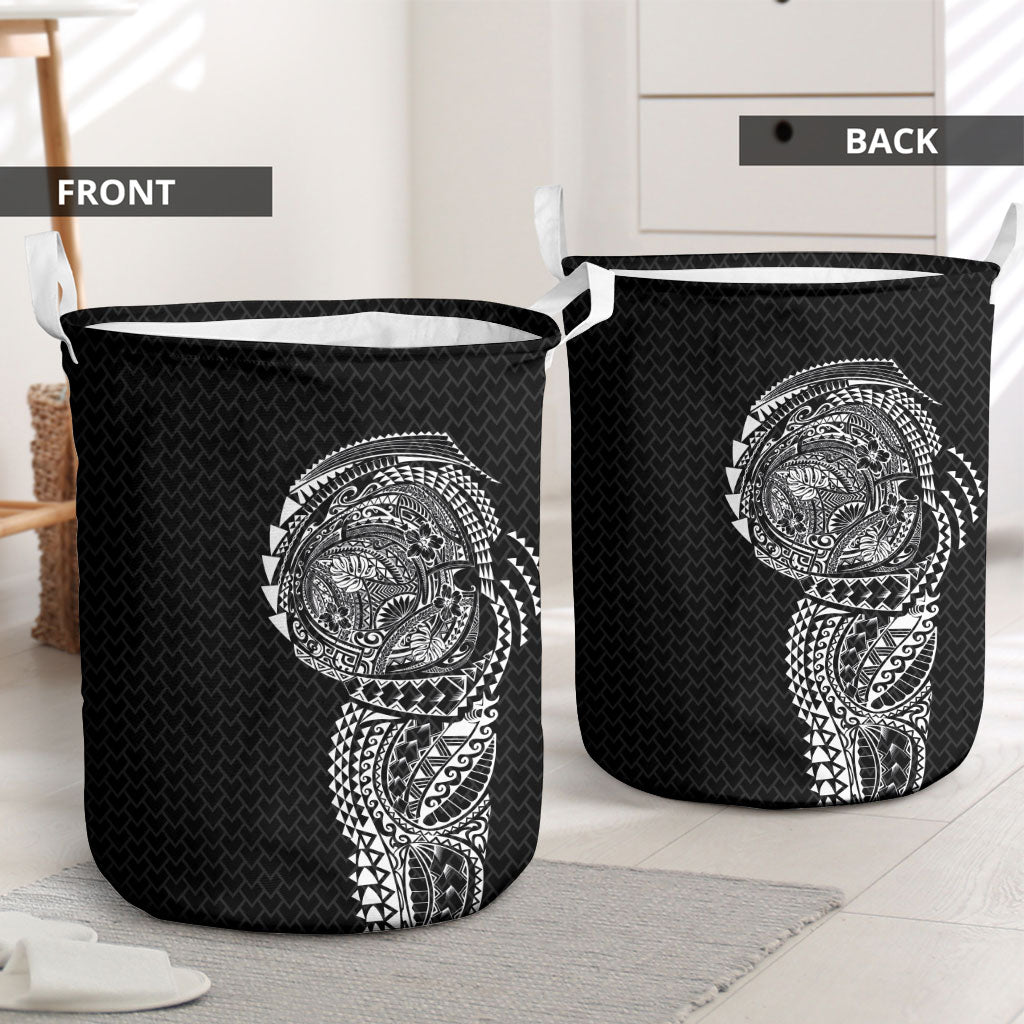 Hawaiian Traditional Tattoos Laundry Basket Kakau Tribal Tropical Plant Motif Black Color LT03 - Polynesian Pride