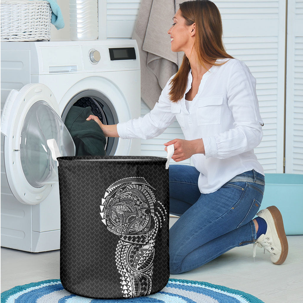 Hawaiian Traditional Tattoos Laundry Basket Kakau Tribal Tropical Plant Motif Black Color LT03 - Polynesian Pride