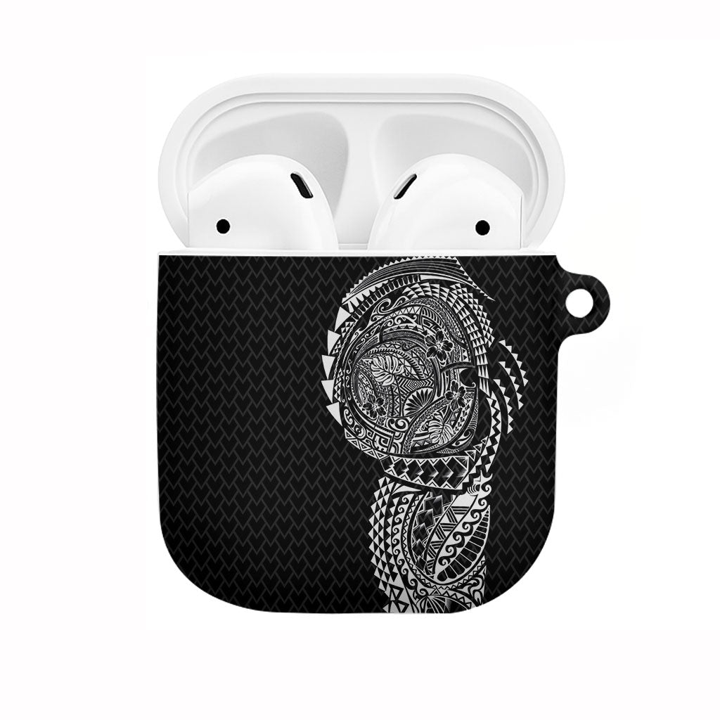 Hawaiian Traditional Tattoos AirPods Case Kakau Tribal Tropical Plant Motif Black Color LT03 Black - Polynesian Pride