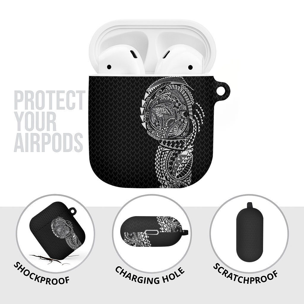 Hawaiian Traditional Tattoos AirPods Case Kakau Tribal Tropical Plant Motif Black Color LT03 - Polynesian Pride