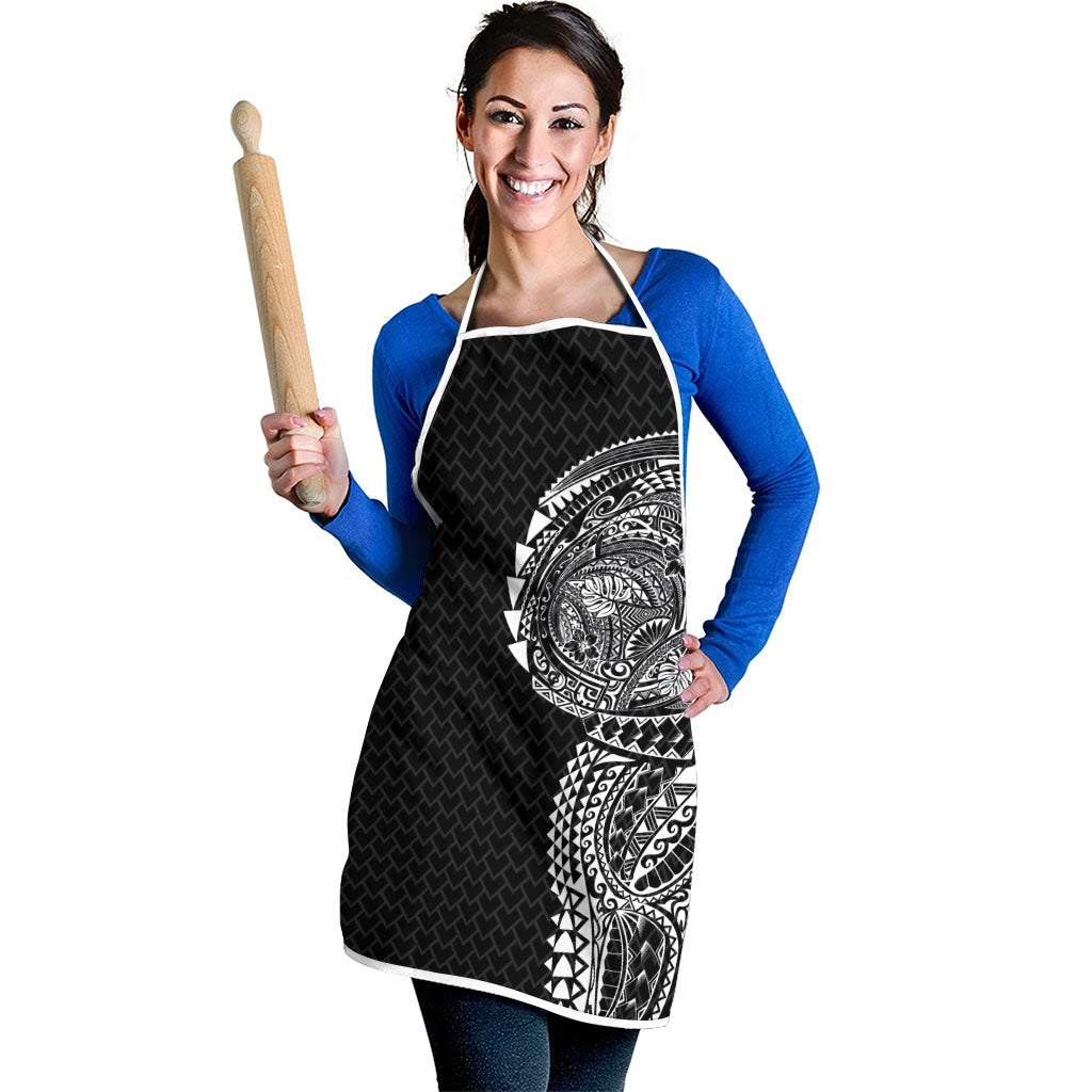 Hawaiian Traditional Tattoos Apron Kakau Tribal Tropical Plant Motif Black Color LT03 - Polynesian Pride