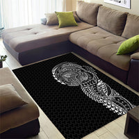 Hawaiian Traditional Tattoos Area Rug Kakau Tribal Tropical Plant Motif Black Color LT03 - Polynesian Pride