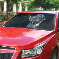 Hawaiian Traditional Tattoos Auto Sun Shade Kakau Tribal Tropical Plant Motif Black Color LT03 - Polynesian Pride