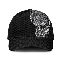 Hawaiian Traditional Tattoos Baseball Net Cap Kakau Tribal Tropical Plants Motif Black Color