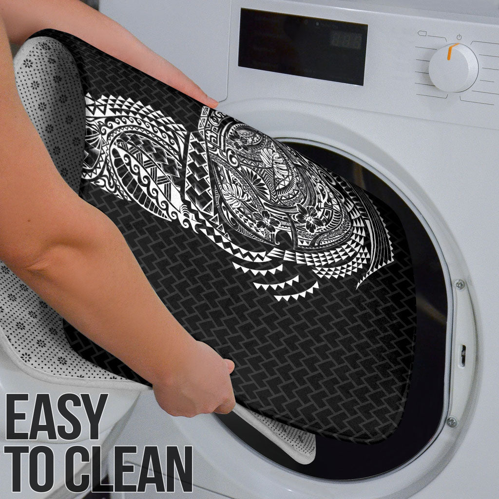 Hawaiian Traditional Tattoos Bathroom Set Kakau Tribal Tropical Plant Motif Black Color LT03 - Polynesian Pride