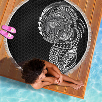 Hawaiian Traditional Tattoos Beach Blanket Kakau Tribal Tropical Plant Motif Black Color LT03 - Polynesian Pride